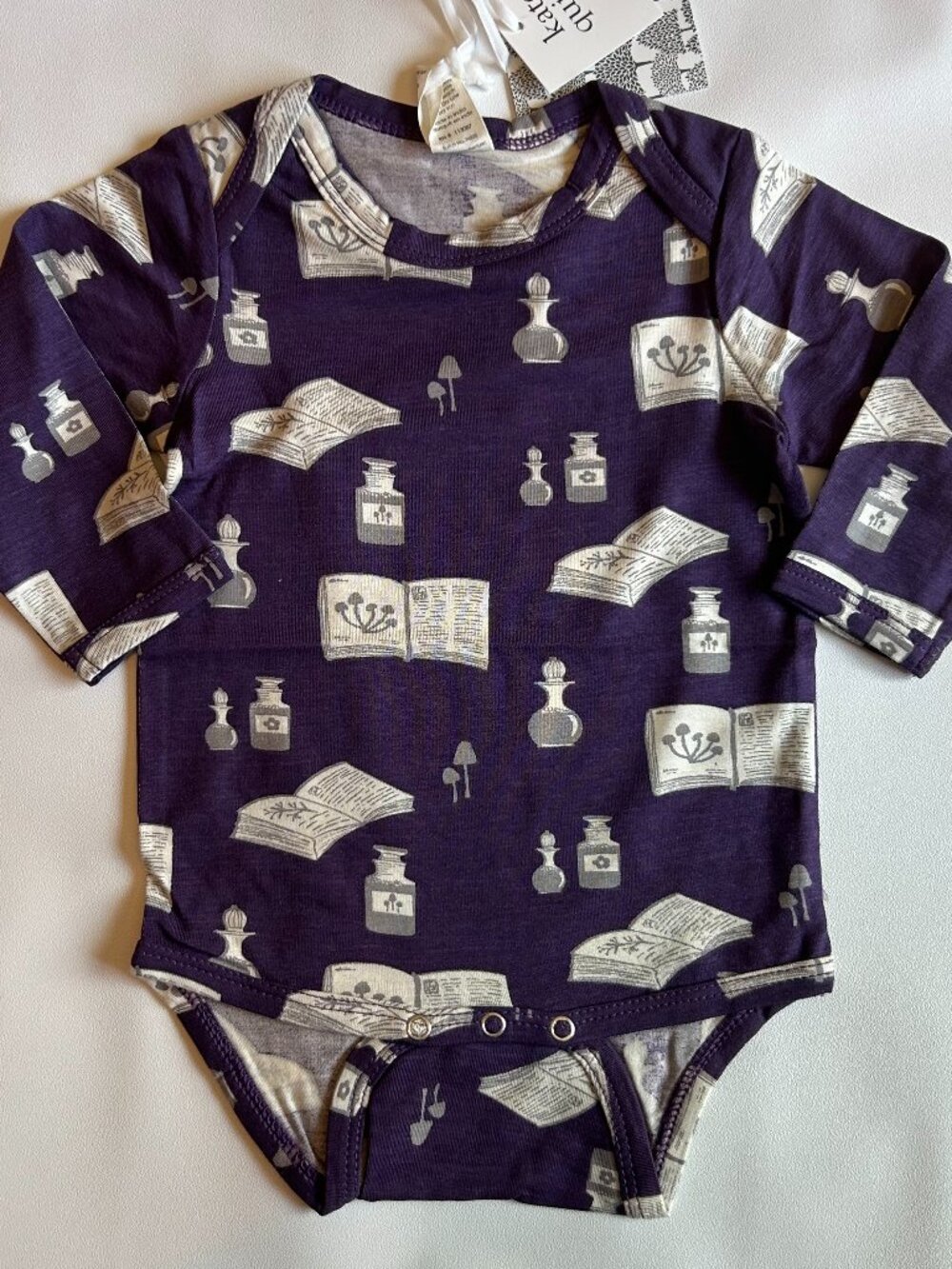 NWT Kate Quinn Baby Potions Spells Bamboo Bodysuit Halloween Purple NB-6M